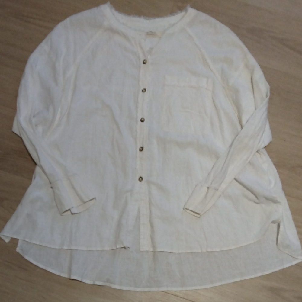 We The Free Cream Button-Up Blouse